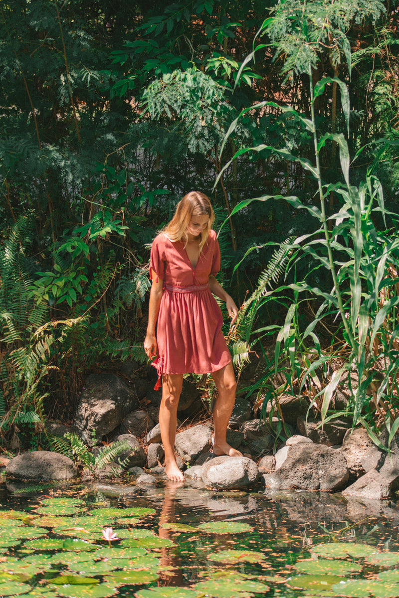 YIREH Willa Mini in Dusty Rose - Rayon Women's Mini Dress