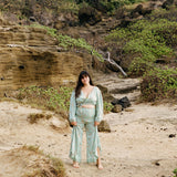 YIREH Zoe Wrap Top in Sage - Rayon Women's Top (w/ Sumi Pant in Sage)