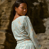 YIREH Zoe Wrap Top in Sage - Rayon Women's Top (w/ Sumi Pant in Sage)