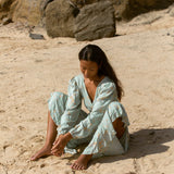 YIREH Zoe Wrap Top in Sage - Rayon Women's Top (w/ Sumi Pant in Sage)