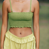 YIREH Pantai Short in Pantai Short in Turmeric - Rayon Women's Shorts (w/ Rumi Bandeau in Basil)