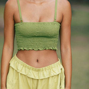 YIREH Pantai Short in Pantai Short in Turmeric - Rayon Women's Shorts (w/ Rumi Bandeau in Basil)
