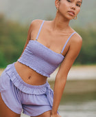 YIREH Rumi Bandeau in Lilac - Rayon Women's Top (w/ Pantai Short in Lilac)