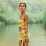 YIREH Pantai Short in Pantai Short in Turmeric - Rayon Women's Shorts (w/ Rumi Bandeau in Pantai Short in Turmeric)