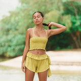 YIREH Pantai Short in Pantai Short in Turmeric - Rayon Women's Shorts (w/ Rumi Bandeau in Pantai Short in Turmeric)