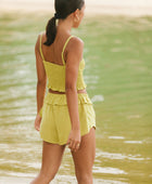 YIREH Pantai Short in Pantai Short in Turmeric - Rayon Women's Shorts (w/ Rumi Bandeau in Pantai Short in Turmeric)